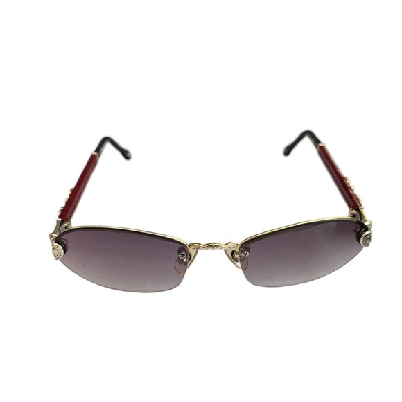 Brighton Misty Handmade  Women's Sunglasses Red/Black/Silver Leather Frames Only - Picture 1 of 9